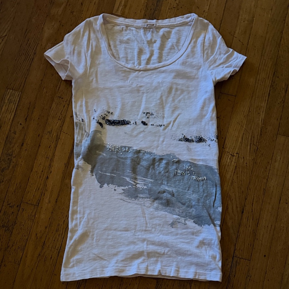 J Crew XS Pink and Gray Women’s Tee with sequins